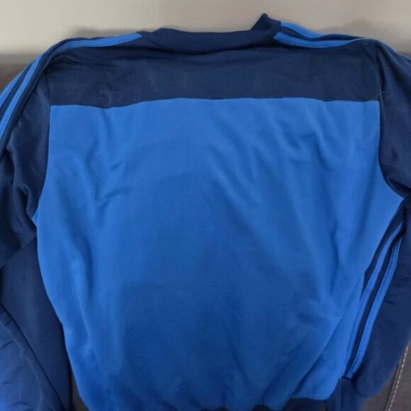 Adidas Mens Striped Full Zip Color Block Mock Neck Track Jacket Blue Size L - Picture 6 of 6